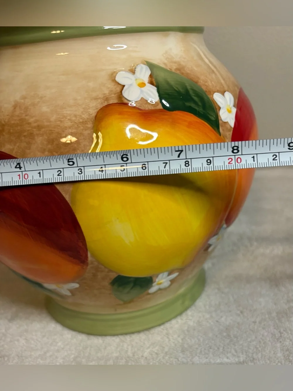 Nonni’s Hand Painted Apple Ceramic Cookie Jar Canister w/ Lid Like New